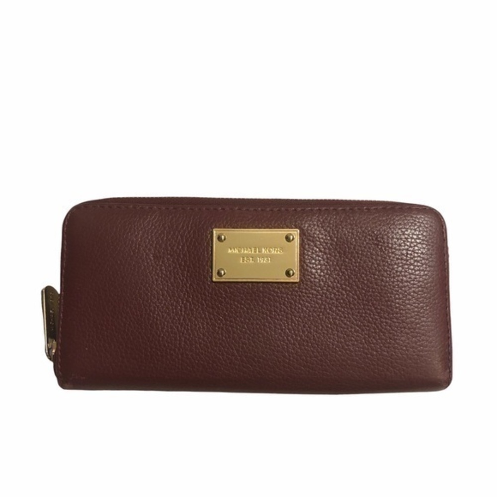 Michael kors burgandy red zipper clutch wallet